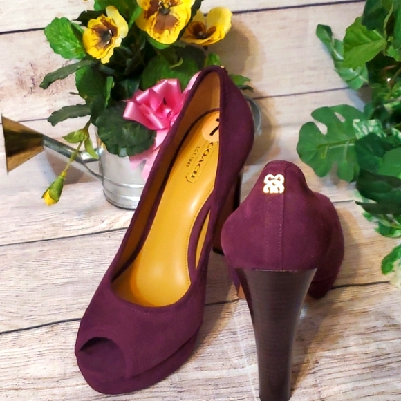 Coach Suede Breana Plum Heel - Picture 4 of 12